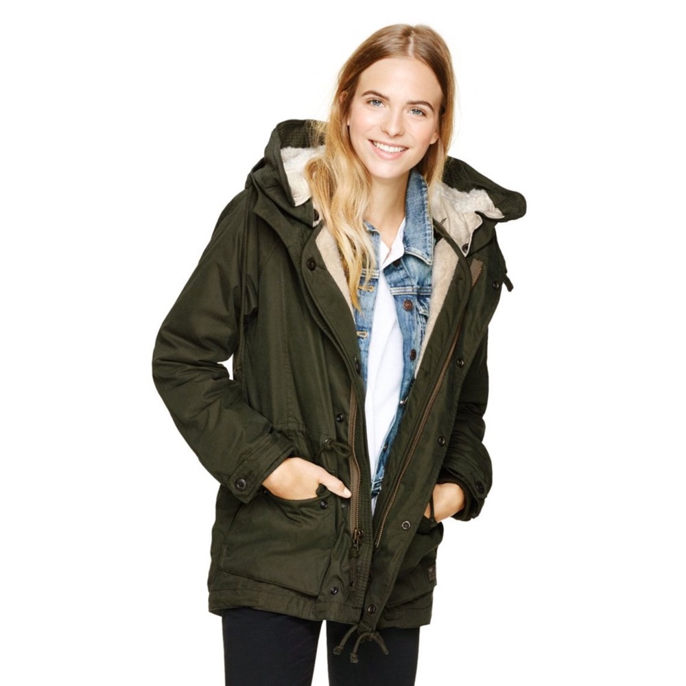 Aritzia Olive Green Hooded Parka Coat